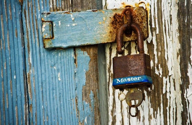 menemsha, master lock, blue wood