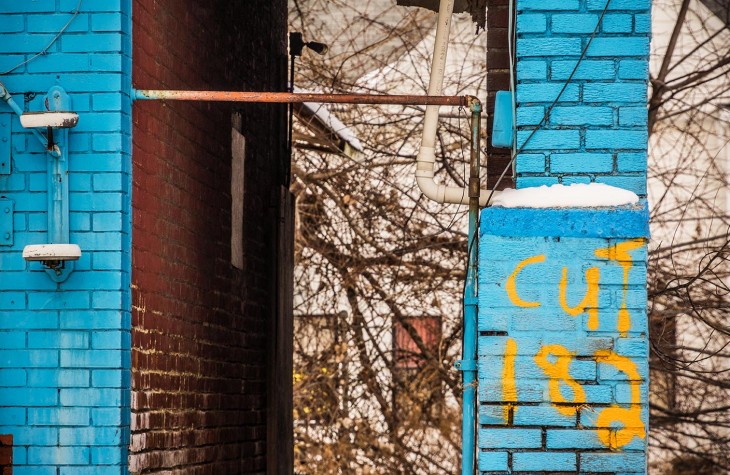 cleveland urban landscape blue brick