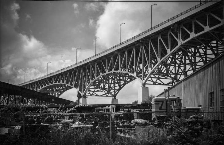 cleveland, flats, inner belt bridge, cityscape