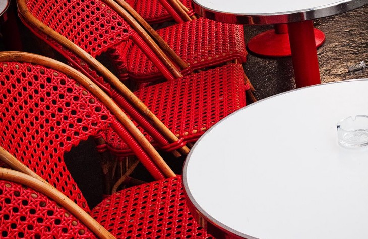 paris, red chairs, outdoor eating