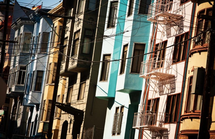 san francisco, california, rowhouses